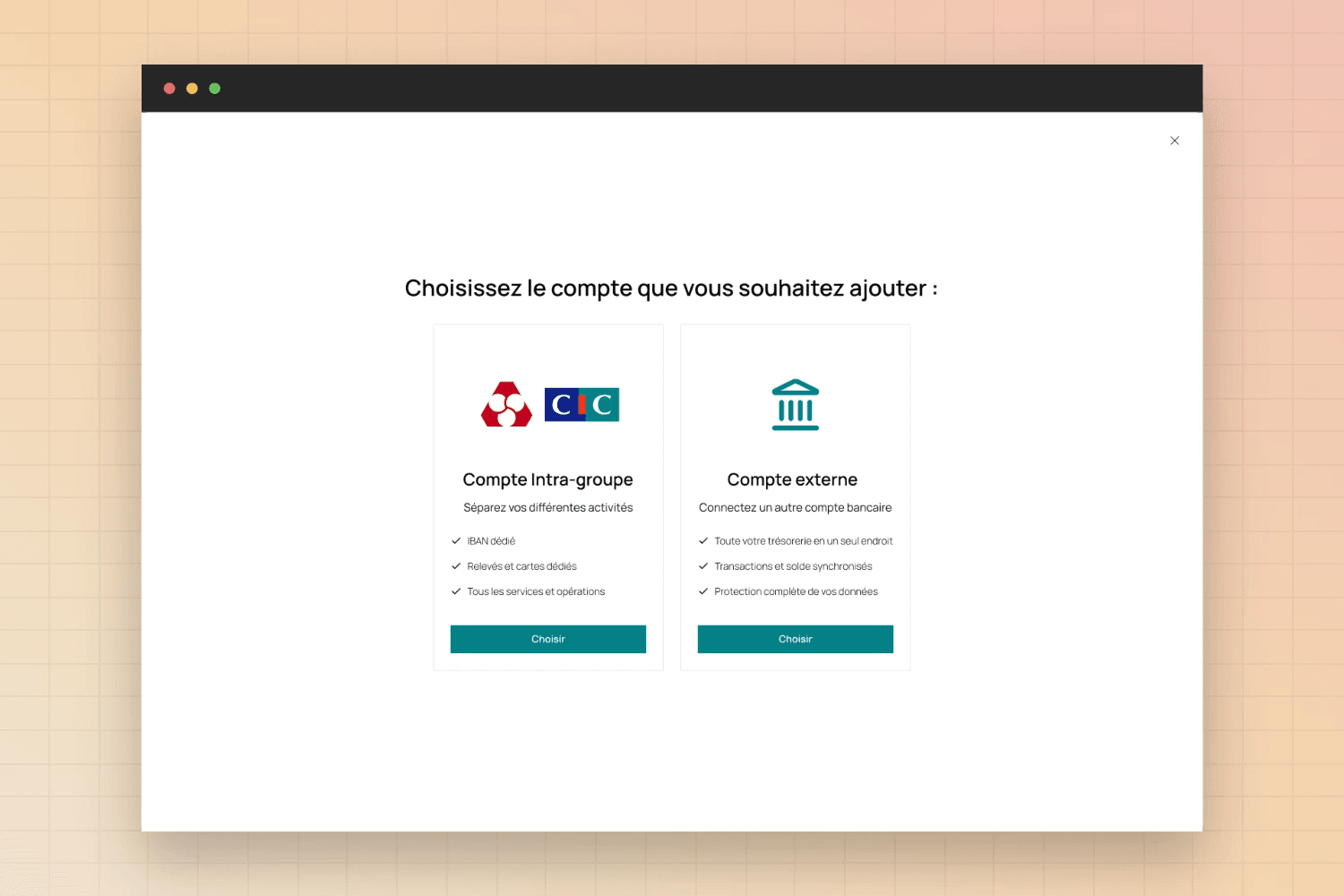 Choix du compte à ajouter