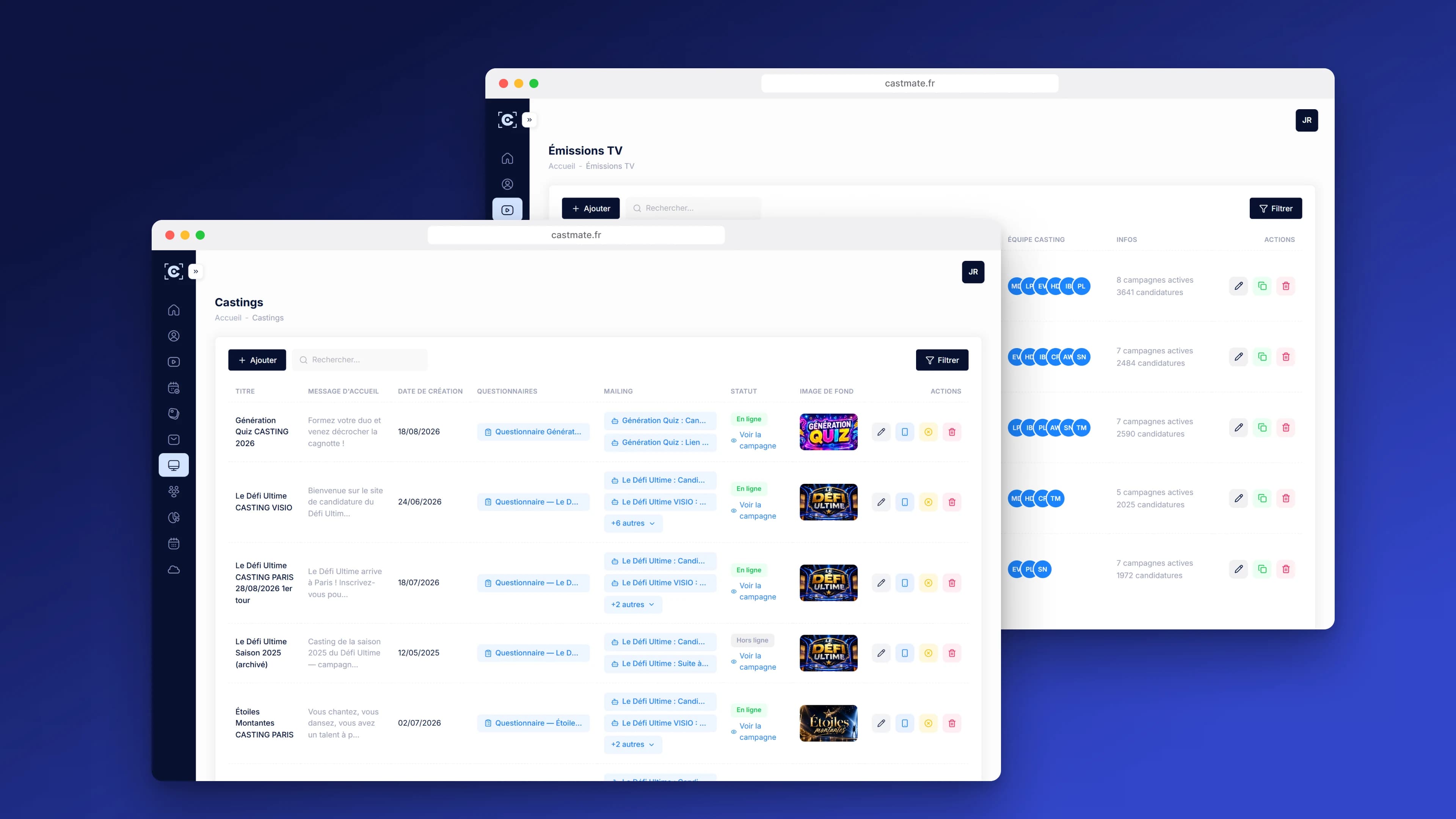 Castmate — émissions et castings