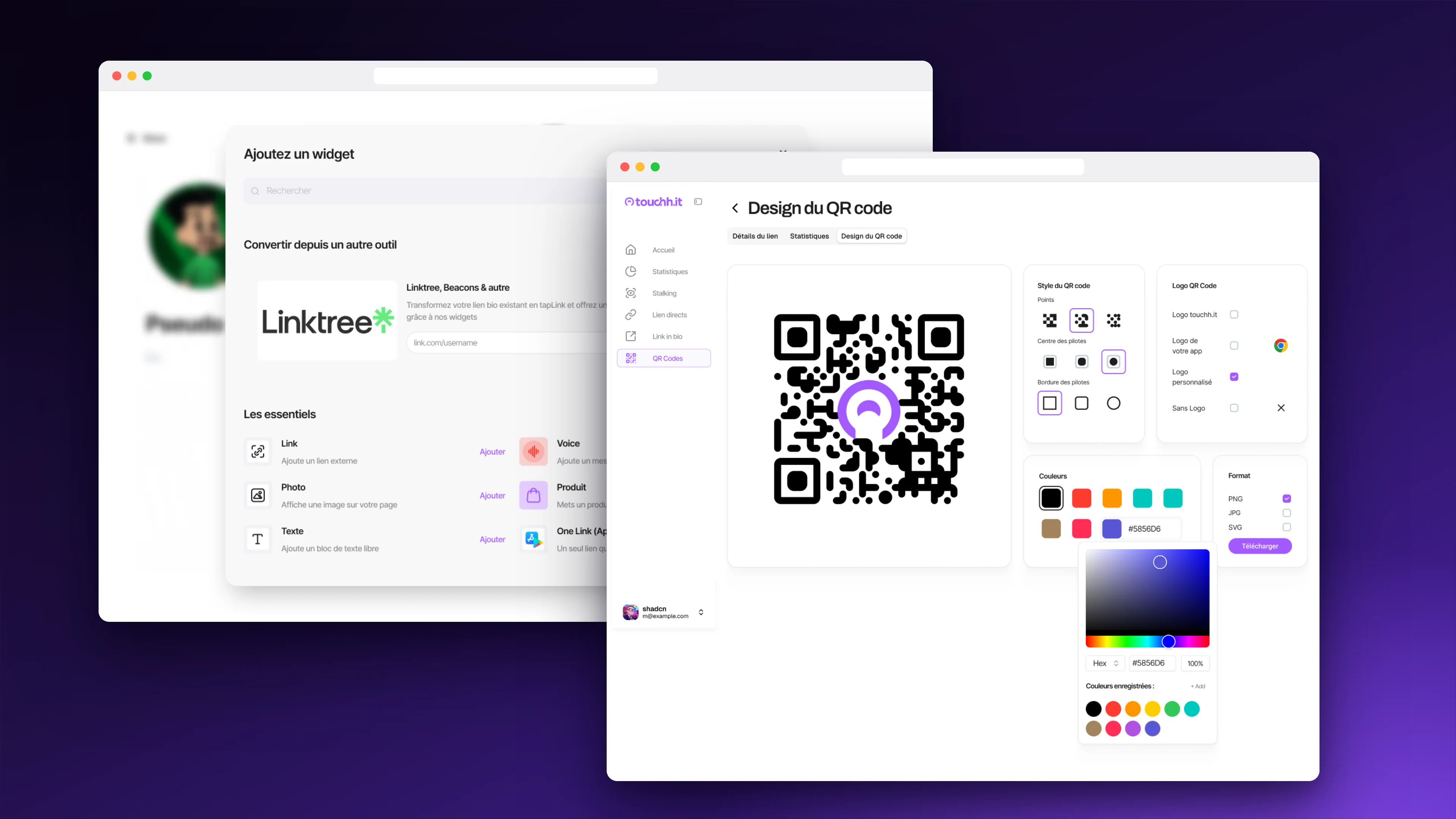 Touchh.it — design du QR code et catalogue de widgets